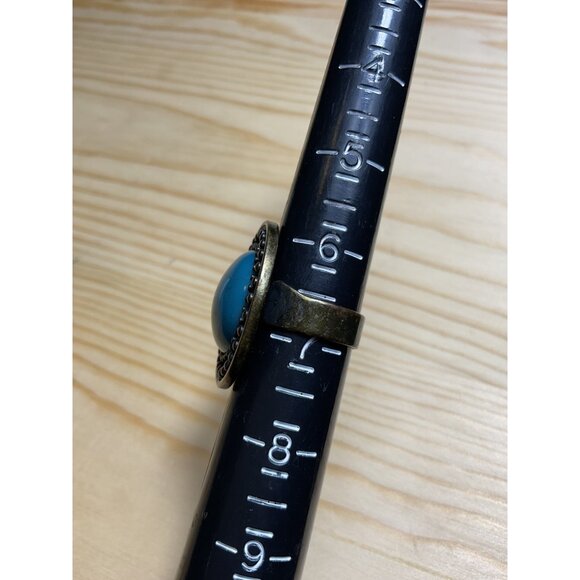 Shabby Chic Turquoise Blue Simulated Gemstone Ring - Picture 4 of 4